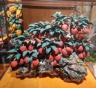 陶瓷工艺品  石湾公仔 大型荔枝树摆件 满堂红