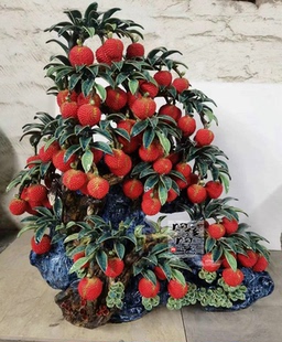 陶瓷工艺品 石湾公仔 荔枝树摆件 满堂红