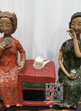 陶瓷工艺品石湾公仔仕女茶香