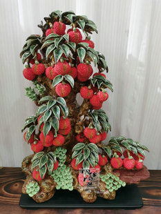 陶瓷工艺品 石湾公仔 大型荔枝树摆件  满堂红 大号  玄关电视柜