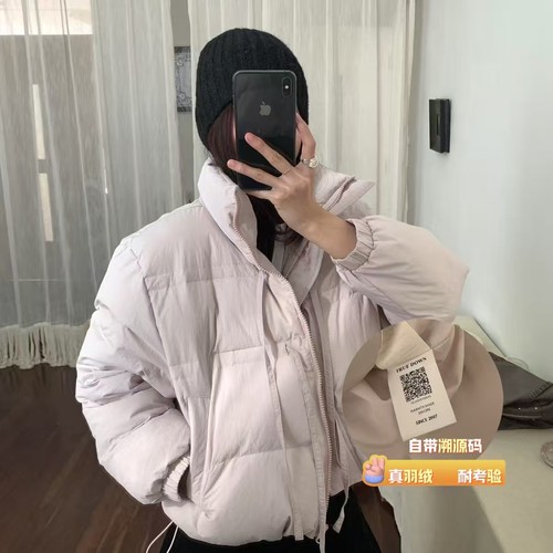 HYGGE-爆款羽绒｜韩系甜美蝴蝶结短款新国标保暖羽绒服外套Y25673