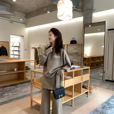 Hers-新简约韩系气质姐系两件套毛衣+屁帘休闲裤套装(韩标)92830