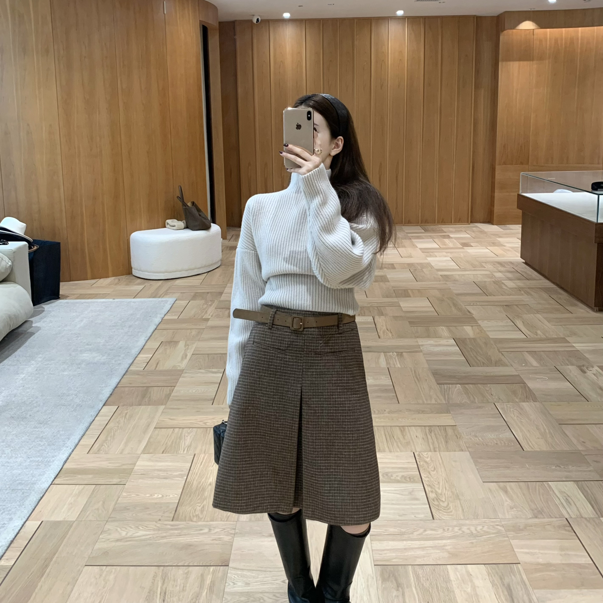 EASE-加厚半身裙(配腰带)（含20羊毛）(时髦精哦版型太好了)E2581