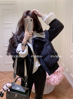 panda95白鸭绒针织拼接设计感羽绒服95白鸭绒68003