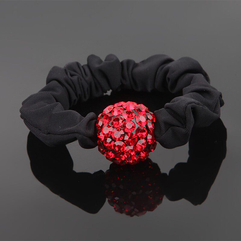 小肠发圈法式扎发发套秋冬粗发绳红色钻球马尾皮筋发饰丸子头皮套