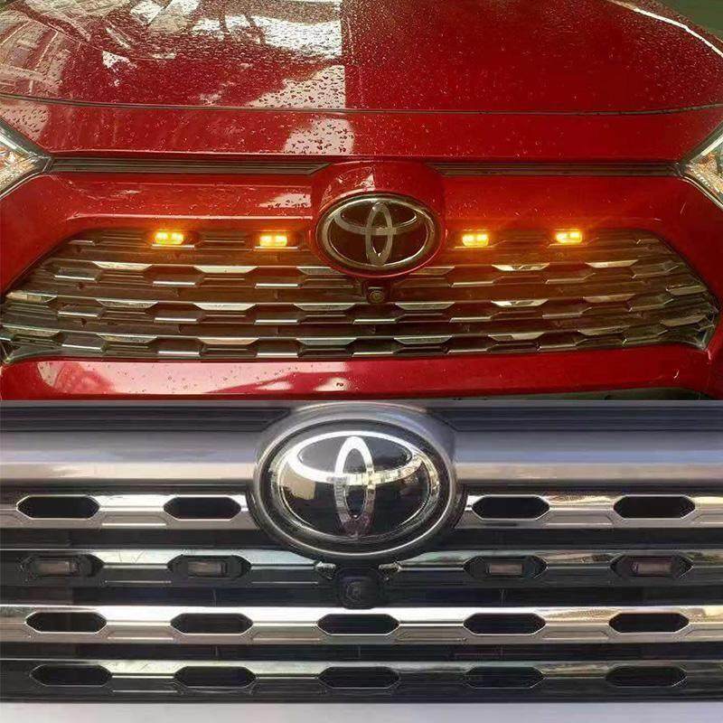 丰田rav4中网灯荣放改装前脸格栅led小黄灯装饰灯雾灯日行警示灯