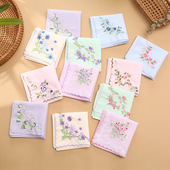 40cm跨境女士纯棉绣花手帕老式 怀旧高档刺绣手绢薄款 吸水擦汗手巾