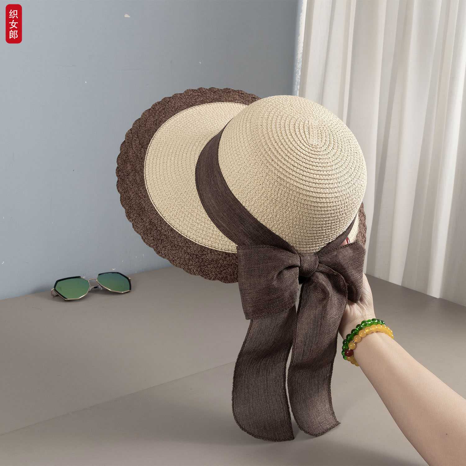 帽子女款2026新款防晒帽夏季防紫外线大檐太阳帽长蝴蝶结遮阳草帽