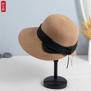 后开叉个性防晒帽女士夏天百搭遮阳太阳帽圆顶出游防紫外线草帽子