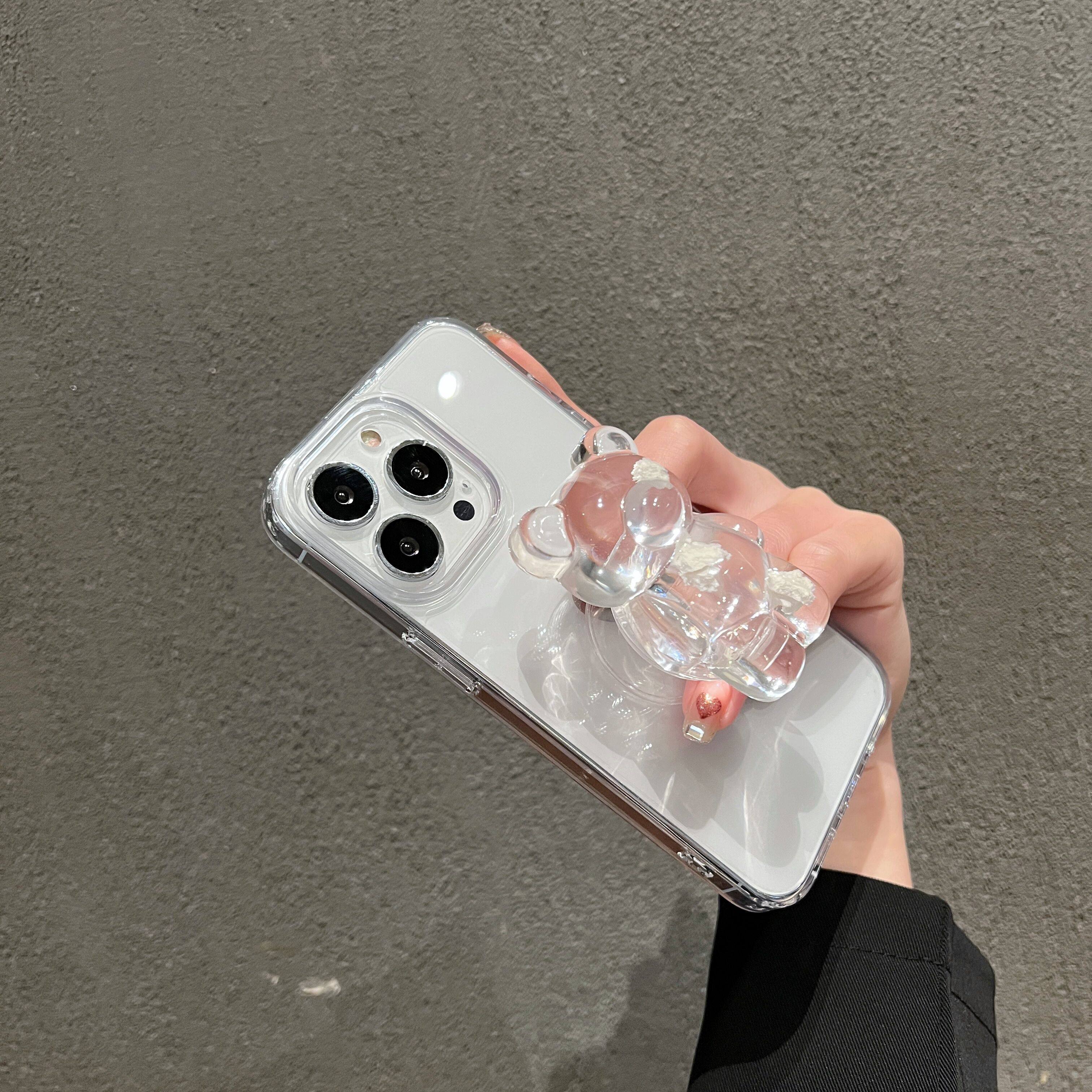 苹果透明小熊支架手机壳