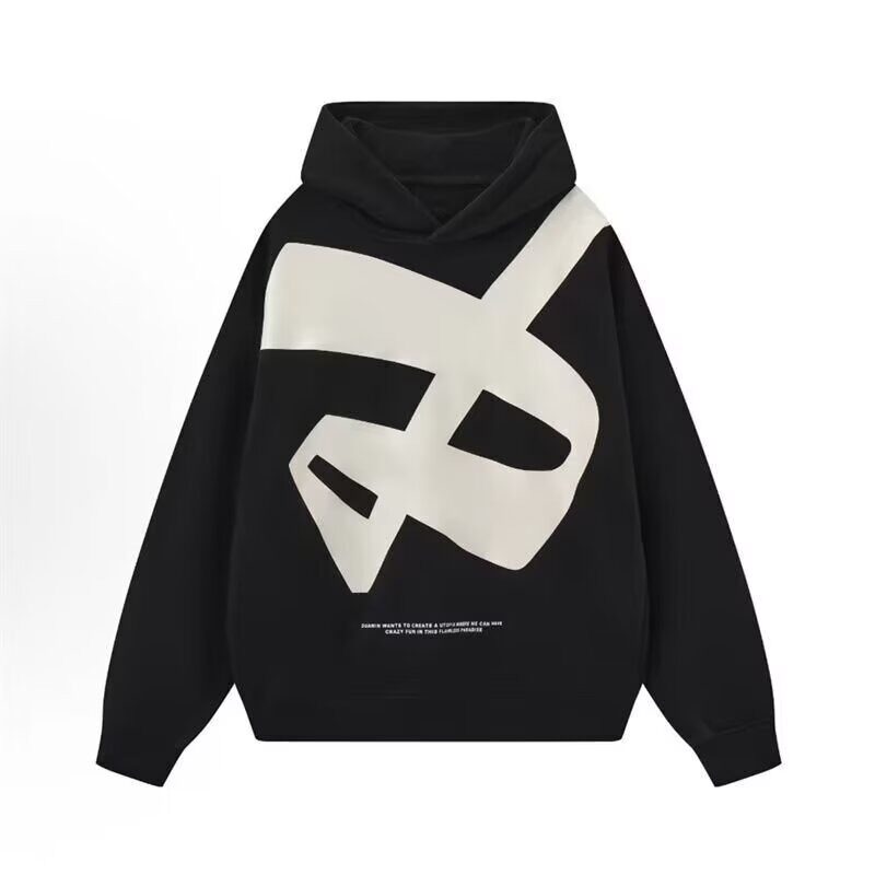 DUAMIN基础美式复古字母logo印花亲肤休闲宽松重磅套头连帽卫衣