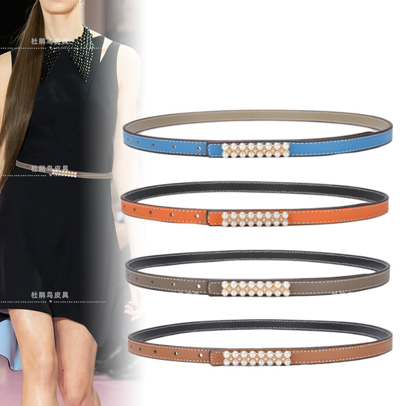 时尚真皮小皮带纯牛皮腰带女装饰简约百搭二层皮休闲韩版牛仔裤带