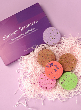 30g*6爆炸盐香薰淋浴片  shower steamers精油浴盐干花沐浴片套装