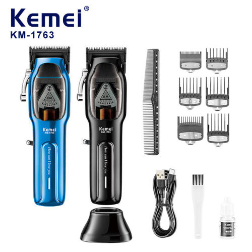 科美KM-1763大功率10W电动理发器刀头可调节理发剪USB快充理发店