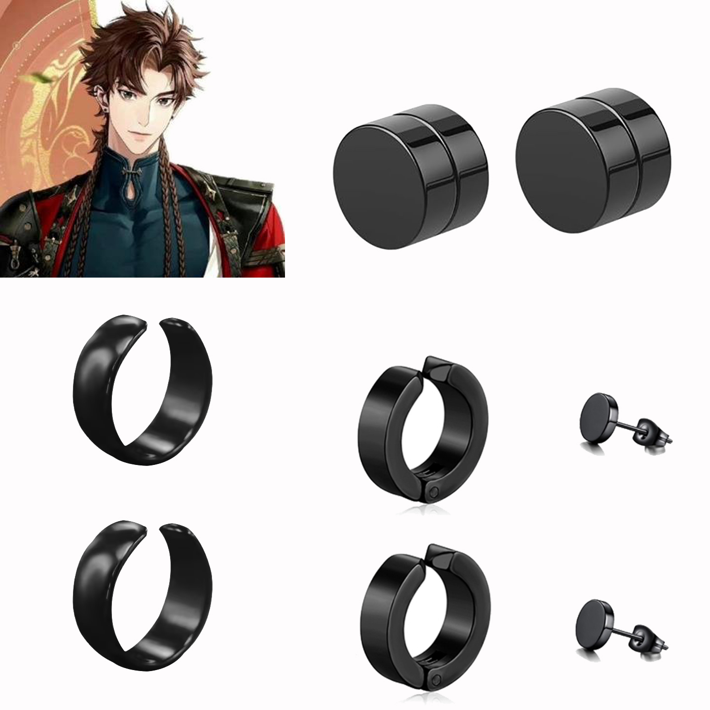 代号鸢 孙策cos耳环钛钢耳夹 磁吸耳饰无耳洞耳夹cosplay道具耳钉