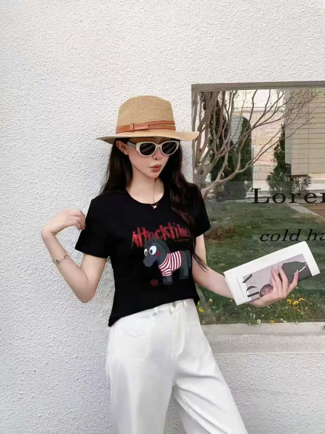 卡玛娅短袖T恤女2026夏款圆领卡通印花宽松显瘦百搭减龄上衣0180