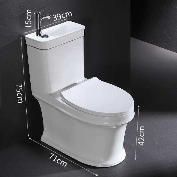 马桶水箱带洗手盆一体抽水家用高水箱二合一墙后排式座便器