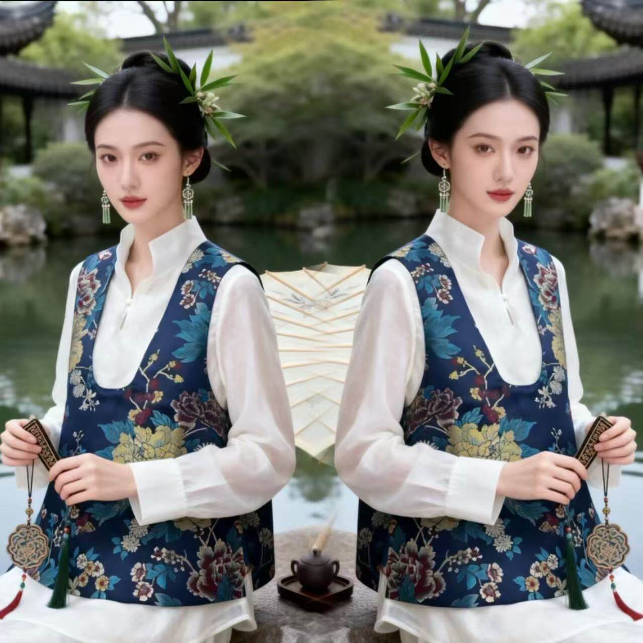 优雅气质新中式女装穿搭2026春季新款复古洋气马甲搭配长袖衬衫女