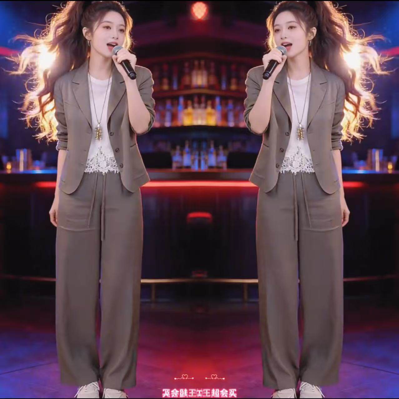 简约春夏时尚套装女装穿搭高级感小西服外套上衣阔腿裤两件套装女