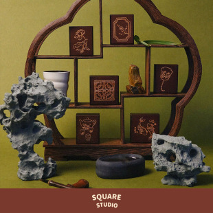 原创木质新中式 平方Studio 苏州系列印章 饰 古风园林手帐装