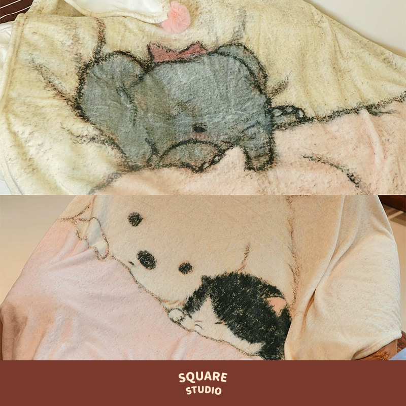 【平方Studio】皮革联名毛毯 可爱小象小狗法兰绒沙发毯盖毯卧室,床上用品,休闲毯/毛毯/绒毯,淘宝优惠券,粉丝福利购,淘宝优惠卷
