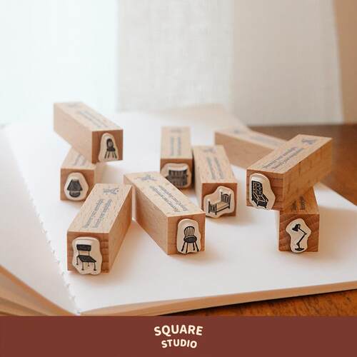 【平方Studio】家具系列印章 原创木质手绘插画复古手帐手工装饰