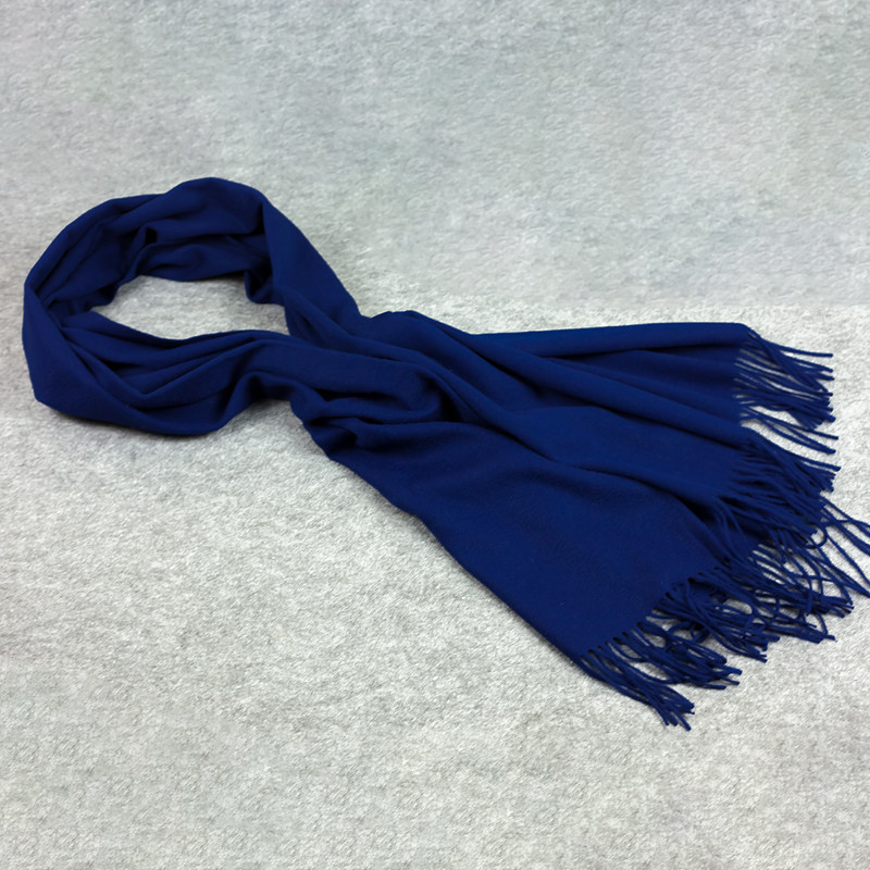 藏蓝色超大纯羊毛流苏粗纺秋冬情侣保暖披肩围巾两用披巾中年披毯