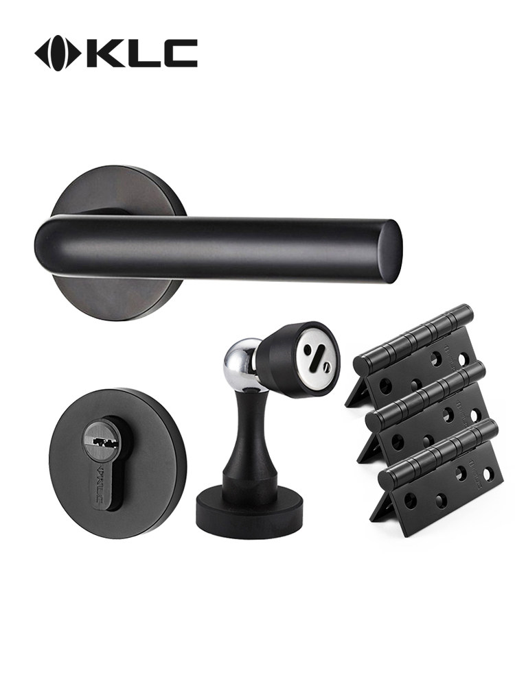 KLC门锁欧式三件套室内卧室房门锁套装实木门静音门锁黑色分体锁