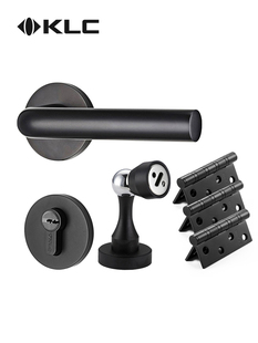 KLC门锁欧式 实木门静音门锁黑色分体锁 三件套室内卧室房门锁套装