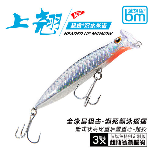 蓝旗鱼上翘沉水米诺超远投路亚饵