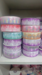 梦乐园双面缎带2.5cm爆款素面银丝带手工diy手作蝴蝶结吧唧托材料