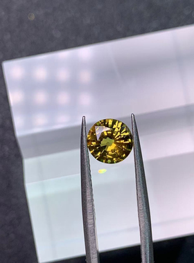 一物一图天然黄色蓝宝石裸石1.6克拉 圆7M M稀少花色蓝宝石