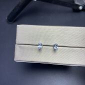 5Mm 925银天然海蓝宝耳钉 四爪镶嵌3 小巧可爱精致耳钉