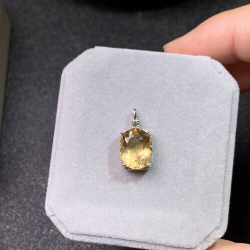 s925银镶天然黄水晶主石尺寸金黄