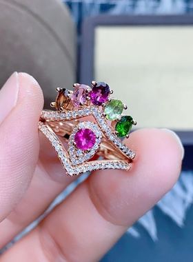 特惠新款天然巴西碧玺戒指糖果