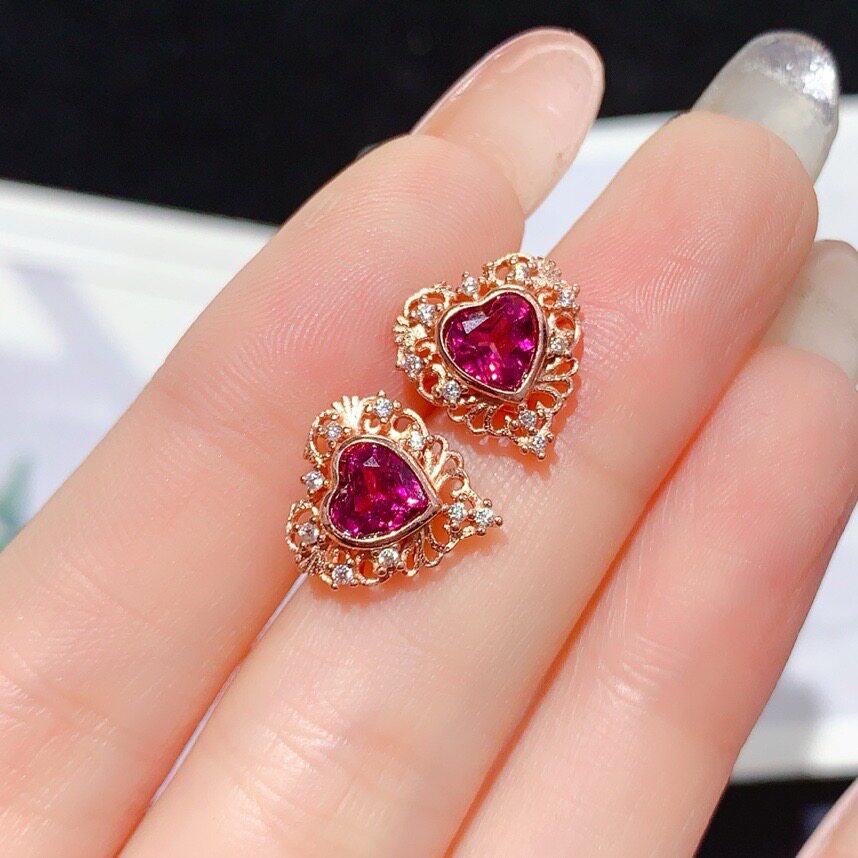 新款天然镁铝石榴石耳钉925银镀玫瑰金镶嵌时尚百搭款耳钉心5MM,珠宝/钻石/翡翠,耳饰,淘宝优惠券,粉丝福利购,淘宝优惠卷