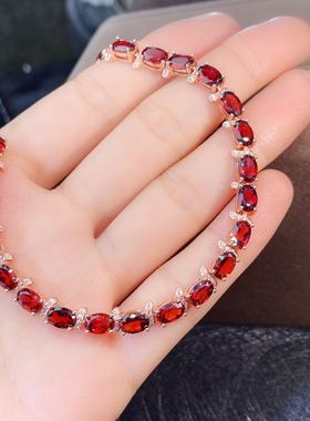 新款天然石榴石手链，