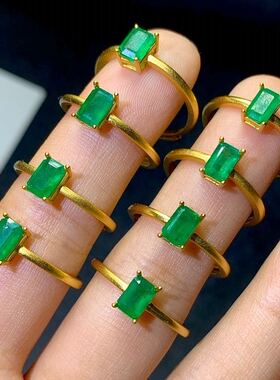 古法银工艺镶天然祖母绿S925戒指