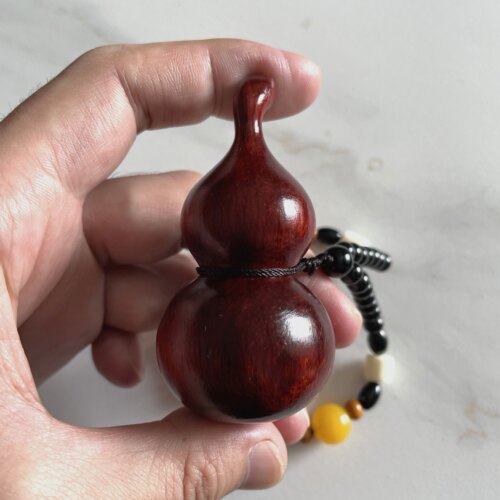 紫檀木手把件挂件檀木葫芦手把件车挂福禄文玩工艺品手把件挂件