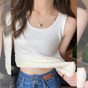 汤圆不圆 加绒吊带背心女内搭带胸垫磨毛打底衫2025新款秋冬上衣