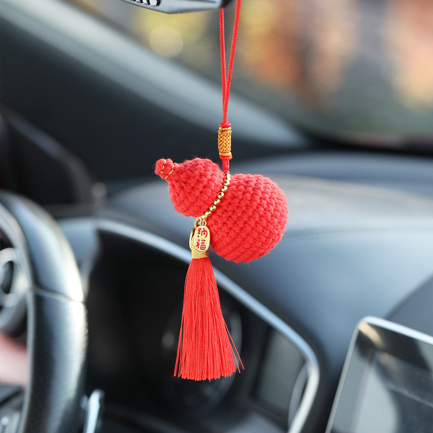 手工编织红色葫芦车挂毛线钩针车载护路挂件平安汽车后视镜挂饰,汽车用品/电子/清洗/改装,车挂,淘宝优惠券,粉丝福利购,淘宝优惠卷