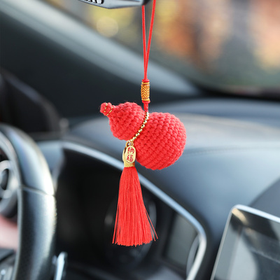 手工毛线葫芦后视镜车挂平安