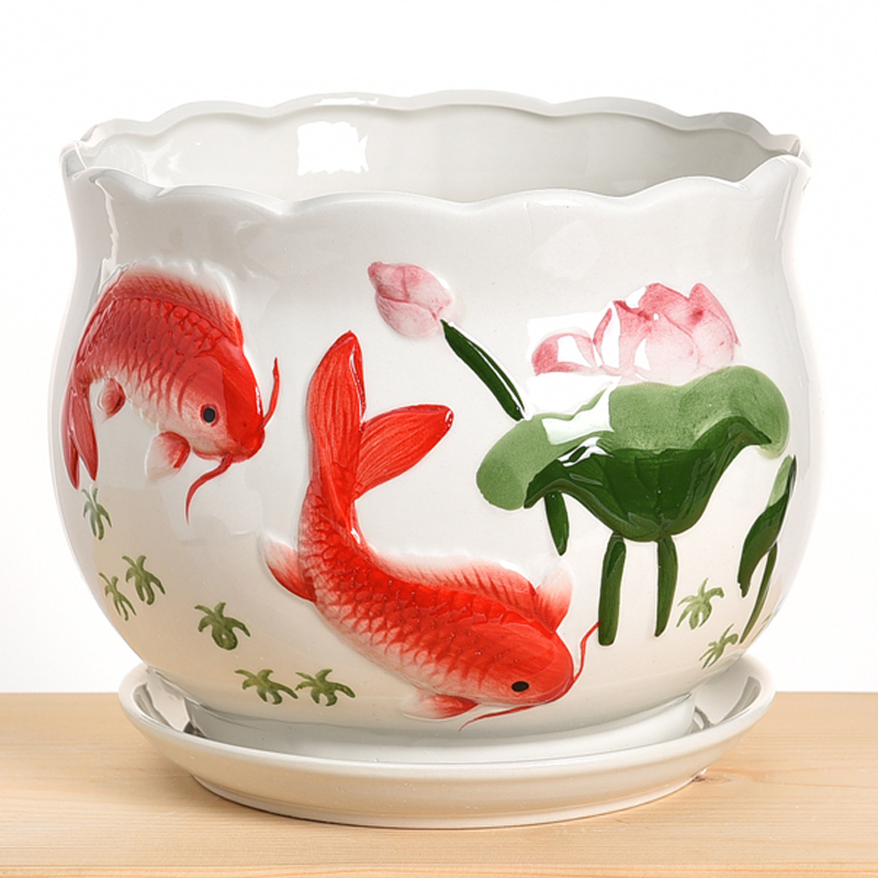 清仓带托盘特价吊兰包邮花盆陶瓷