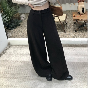 羊绒毛呢直筒休闲弯刀裤 裤 女高腰垂感西装 2025秋冬韩系简约阔腿裤
