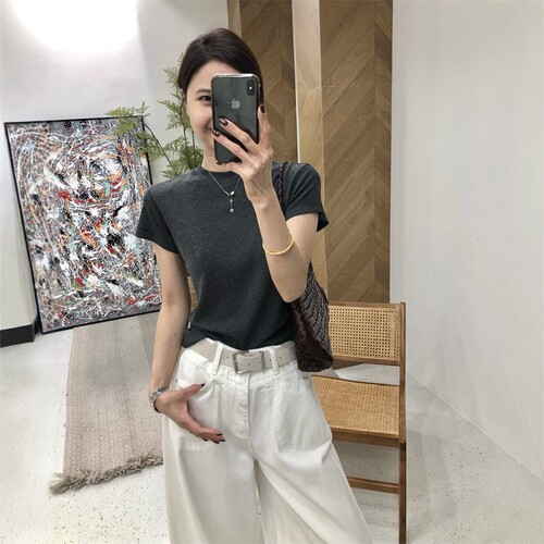 兰精天丝修身显瘦短袖T恤女