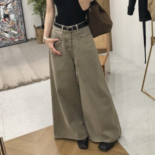 美式复古阔腿牛仔裤女高级感2026年春季新款高腰宽松显瘦直筒裤子