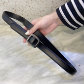 简约百搭方扣细牛皮腰带女设计感休闲宽松牛仔裤 时尚 带 经典 韩版