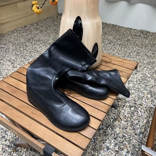 春秋单靴长靴女平底靴方头靴子骑士靴冬PU皮高筒靴软皮长筒瘦瘦靴