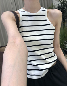 2024春季韩版圆领外穿修身背心女气质短款小吊带针织内搭打底衫