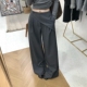 新款 女宽松屁帘直筒休闲裤 设计感通勤时尚 阔腿裤 子 西装 2026年春季